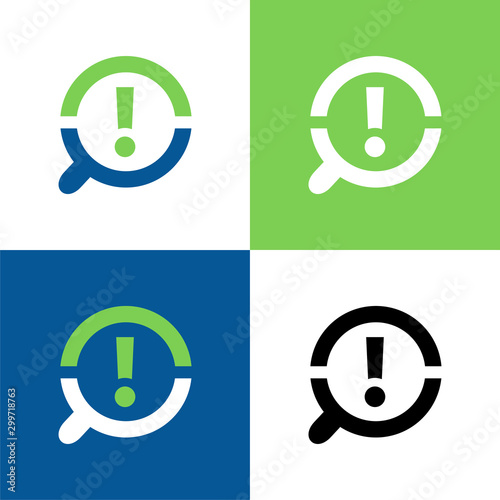 Magnifyng glass and exclamation mark logo icon, vector illustration design
