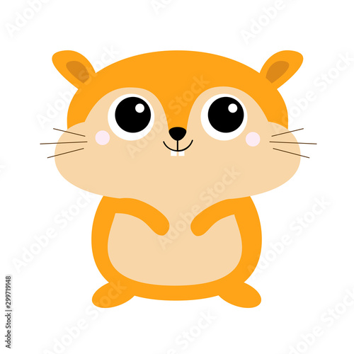 Hamster toy icon. Big eyes. Funny Kawaii animal standing. Kids print. Cute cartoon baby character. Pet collection. Flat design White background