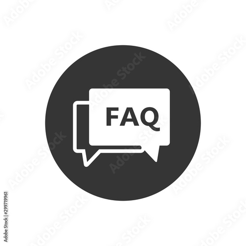 Faq icon flat vector illustration on gray