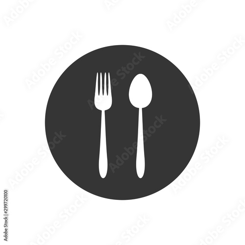 Fork and spoon icon, vector, flat design illustration