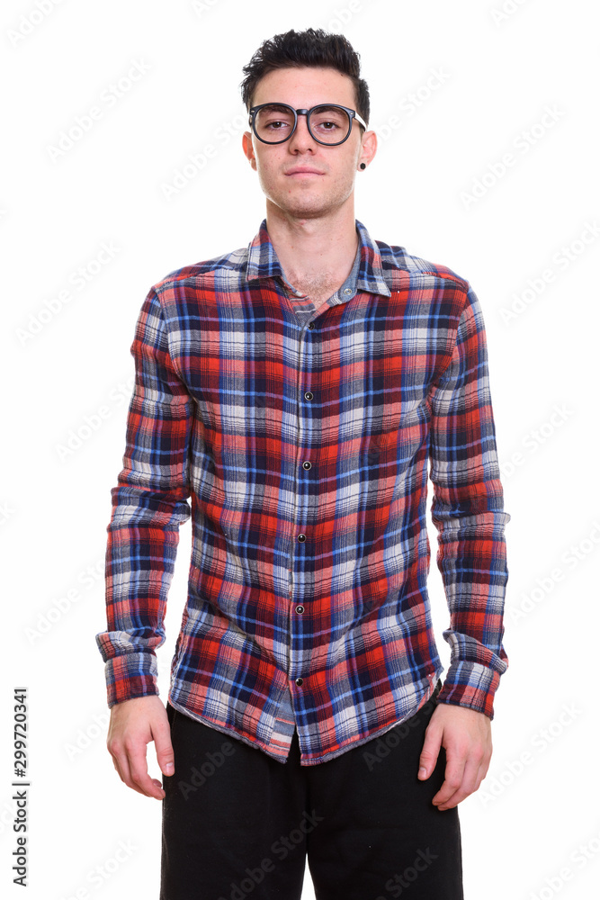 Portrait of young handsome hipster man with eyeglasses Portrait of young handsome hipster man with eyeglasses