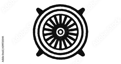 Jet engine outline icon animation footage/video. Hand drawn like symbol animated with motion graphic, can be used as loop item, has alpha channel and it's at 4K video resolution.