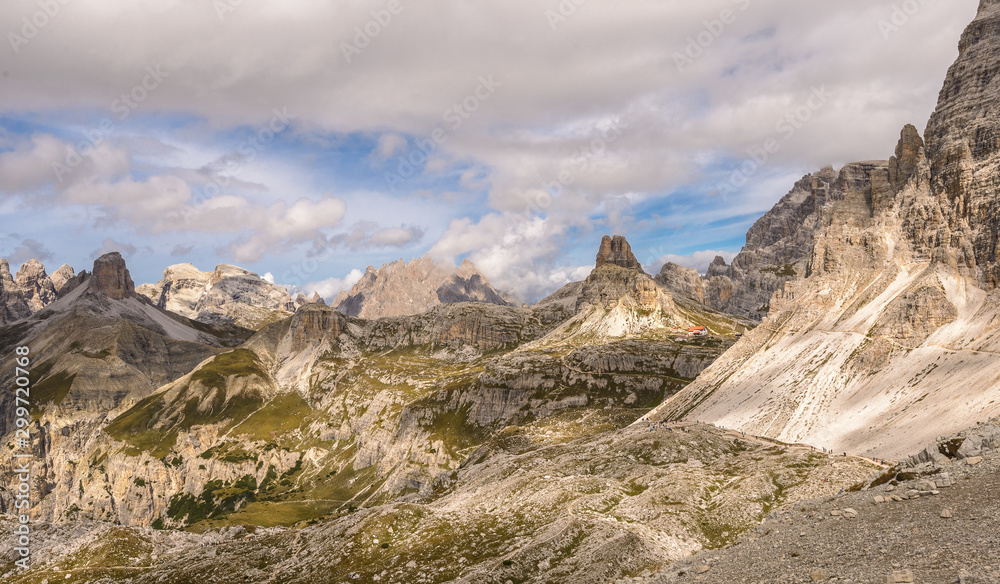 Rifugio Auronzo, natural park Tre Cimе (Drei Zinnen). Sexten Dolomites, Italy
