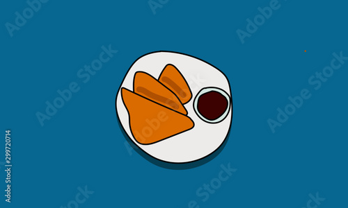 Bread Pakodas Hand Drawn Vector Illustration