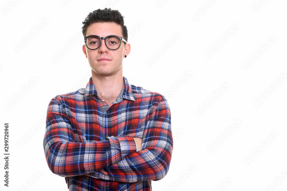 Portrait of young handsome hipster man with eyeglasses Portrait of young handsome hipster man with eyeglasses