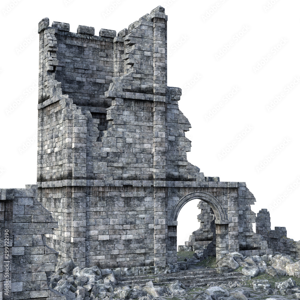3D Rendered Ancient Castle Ruins on White Background - 3D Illustration  Stock Illustration | Adobe Stock