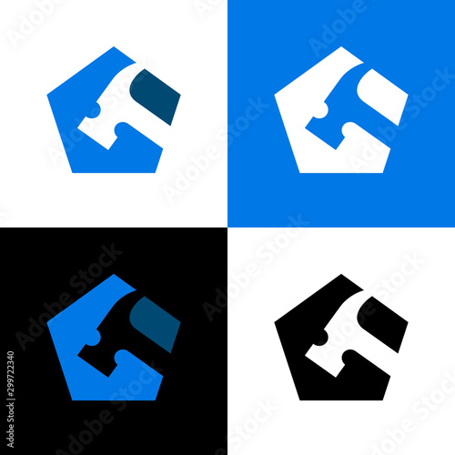 Pentagon shape hammer logo design template elements - Vector