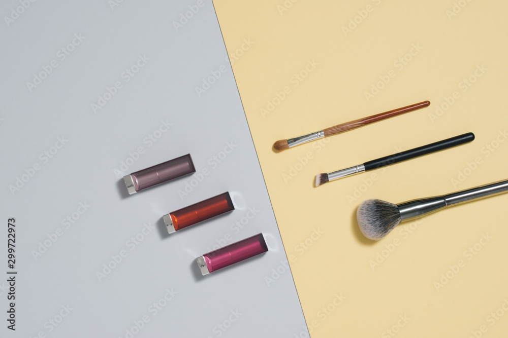 Professional makeup .Fashion stylish clothes .Women's beauty concept on Colorful background Professional makeup .Fashion stylish clothes .Women's beauty concept on Colorful background