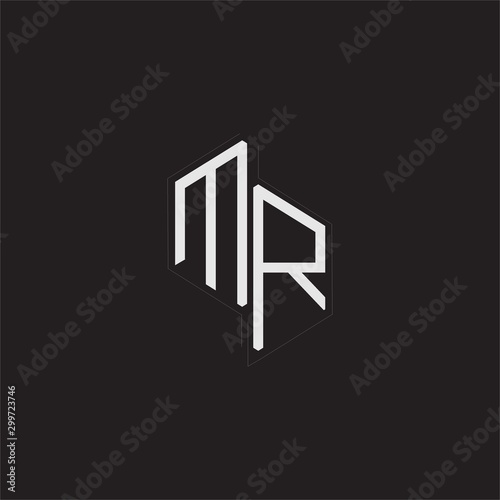 MR Initial Letters logo monogram with up to down style isolated on black background