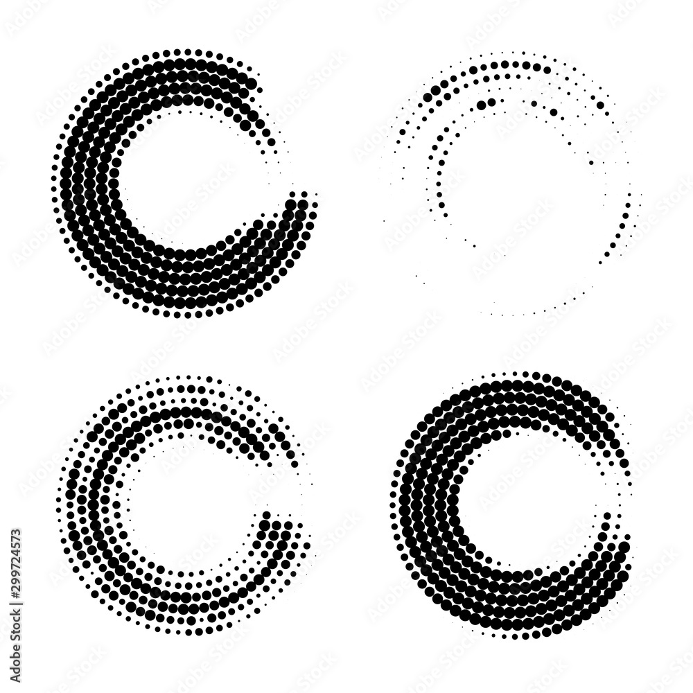 Halftone dots in circle form. Abstract Geometric shape. Graphic design element. Vector - obrazy, fototapety, plakaty 