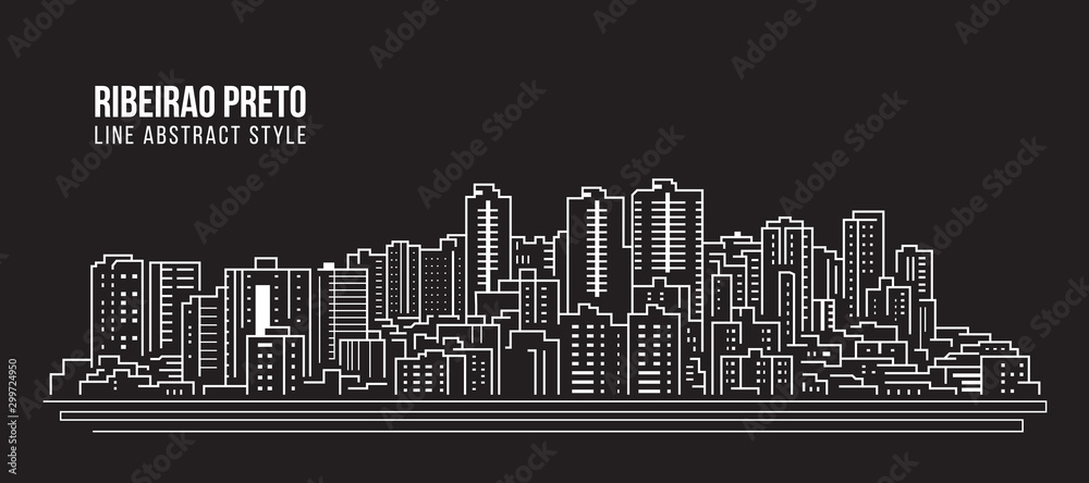 Cityscape Building panorama Line art Vector Illustration design - Ribeirao preto city