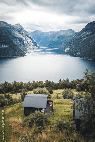 Bild auf Leinwand View at the geiranger fjord famous viewpoint, in Norway