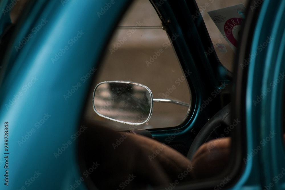 Blue car mirror Blue car mirror