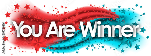 You Are Winner word in stars colored background