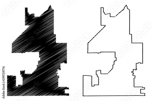 Fontana City (United States cities, United States of America, usa city) map vector illustration, scribble sketch City of Fontana map