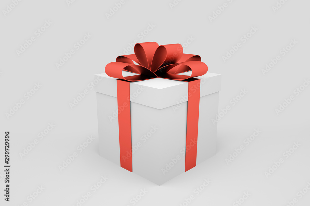 Obraz premium Christmas and New Year's Day , red gift box white background 3d rendering