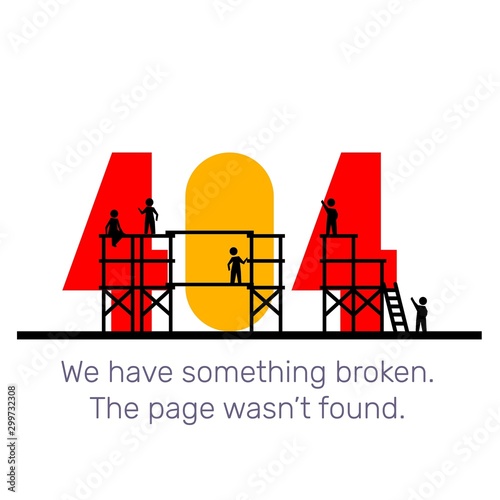 Vector creative template of found 404 error page with scaffoldin