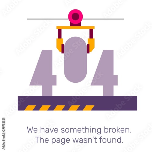 Vector creative template of found 404 error page with robot mech