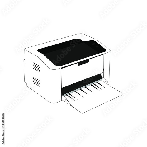 A printer. Isolated on a white background. Vector flat icon. There is a place for text. Copy space.