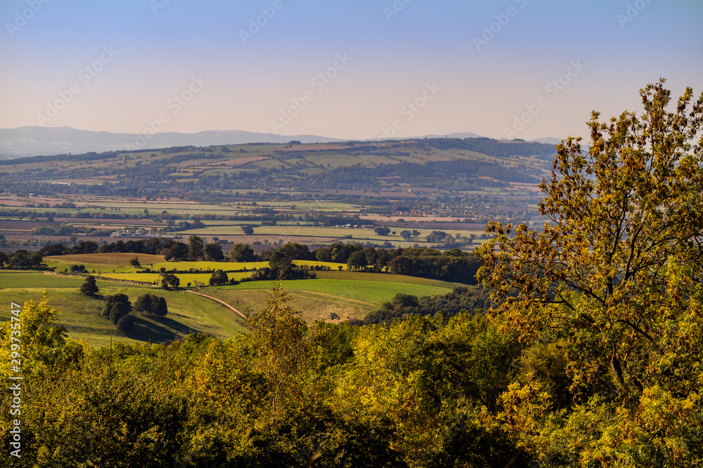 view of the cotswolds from broadway tower worcestershire england uk