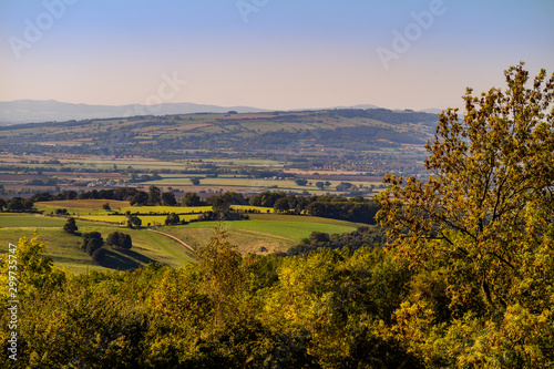 view of the cotswolds from broadway tower worcestershire england uk photo
