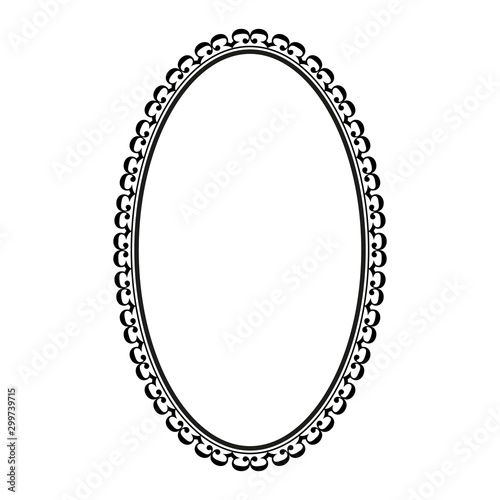 Frame oval with wavy line. Fashion graphic background. Modern stylish abstract texture. Monochrome template for prints, textiles, wrapping, wallpaper, photo, etc. Design element. Vector illustration.