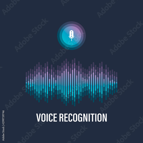 Personal assistant and voice recognition concept flat vector illustration of sound symbol intelligent technologies.