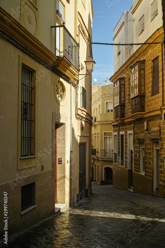 Streets in old central part of  ancient town Cadiz  Andalusia  Spain