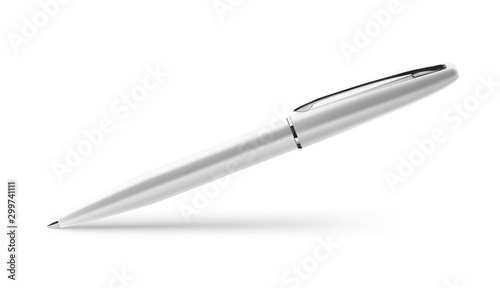 Silver ball pen. Vector illustration isolated on white background. Ready for your design, promo, identity and etc. EPS10.
