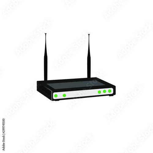 Wi-Fi router. Isolated on a white background. Vector flat icon. There is a place for text. Copy space.