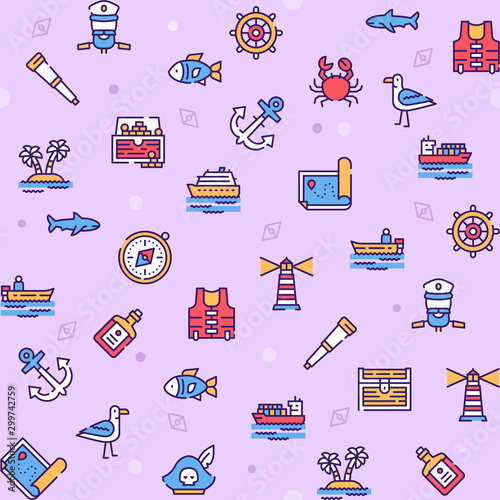 Voyage items color linear icons set