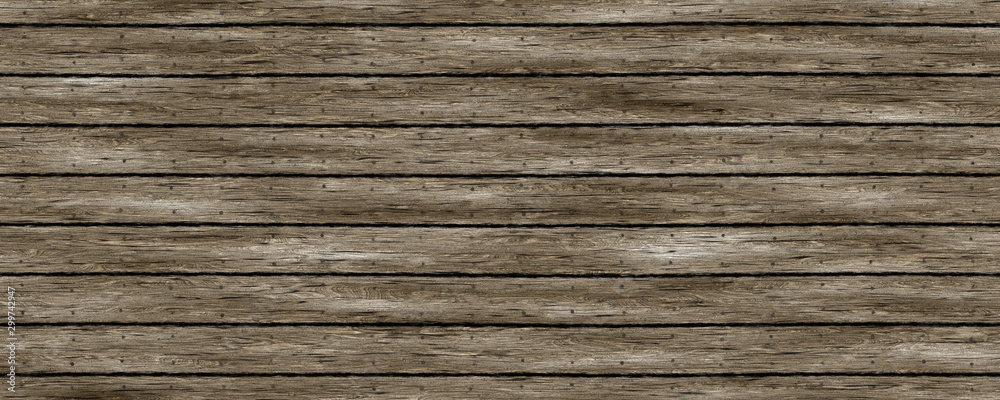 Fototapeta premium Weathered wood plank texture background with nails