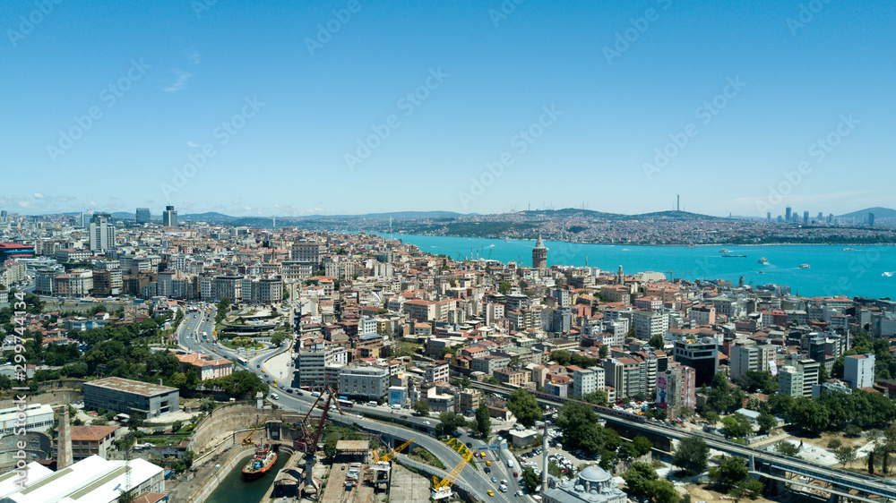 istanbul golden horn aerial shot amazing view istanbul golden horn aerial shot amazing view
