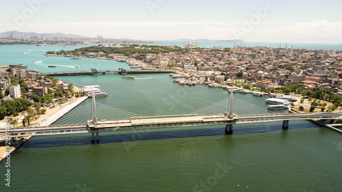 istanbul golden horn aerial shot amazing view