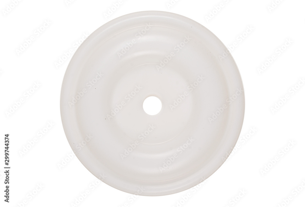 Rubber diaphragms for industrial pump on white background Rubber diaphragms for industrial pump on white background