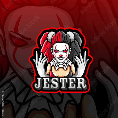 Jester mascot esport logo design.