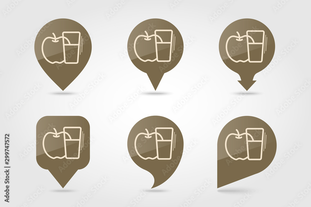Glass of fresh apple juice pin map icon Glass of fresh apple juice pin map icon