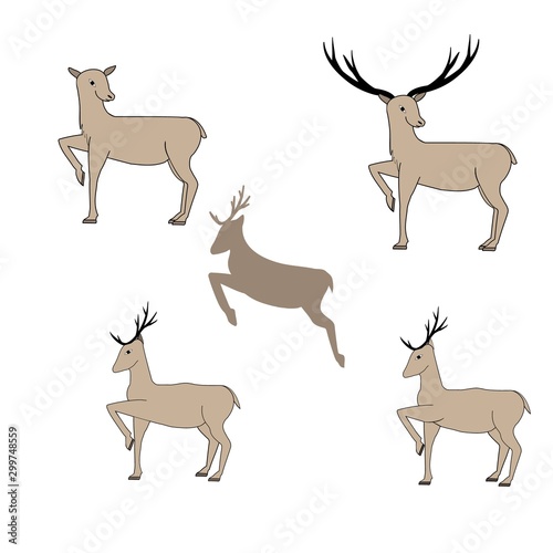 Deer silhouette set. Fashion graphic background design. Modern stylish abstract texture. Monochrome brown template for prints, textiles, wrapping, wallpaper, etc. Vector illustration. © ya_nataliia