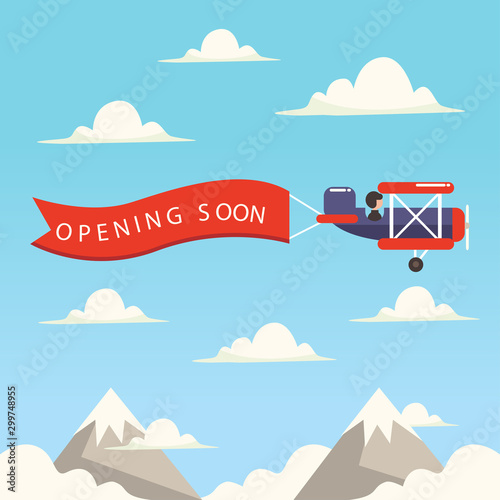 Modern opening soon composition with flat design.Vector