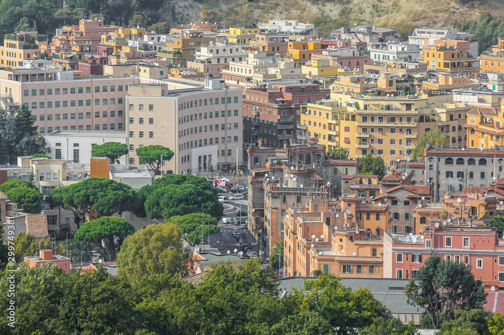View of Rome from the panorama of the grounds of St. Peter's Basilica.
