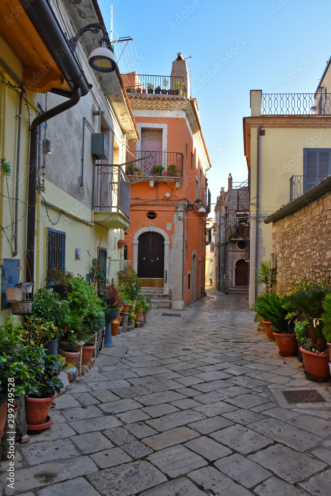 Fototapeta premium Venosa, Italy, 10/27/2019. A tourist visit in an ancient medieval town.