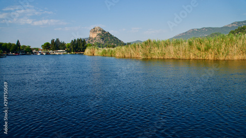 View of Dalyan channel connecting Mediterranean Sea