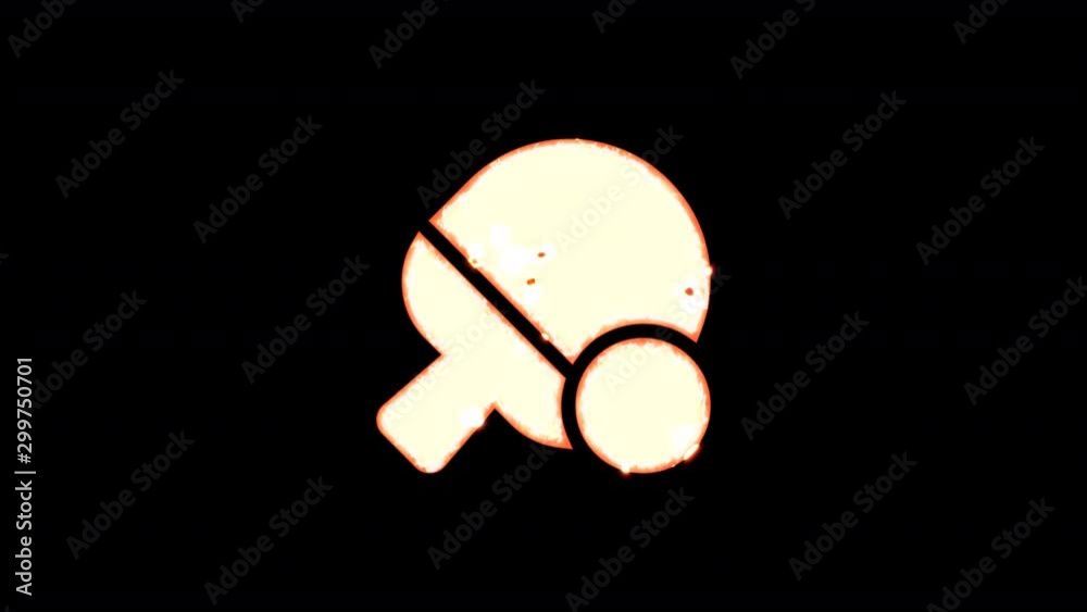 Symbol table tennis burns out of transparency, then burns again. Alpha channel Premultiplied - Matted with color black Symbol table tennis burns out of transparency, then burns again. Alpha channel Premultiplied - Matted with color black