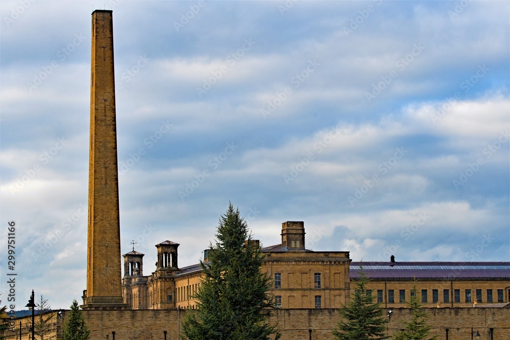 View from the bridge, of The Salt Mill , Saltaire, Bradford, West Yorkshire 