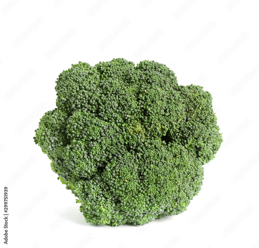 Fresh green raw broccoli on white background Fresh green raw broccoli on white background