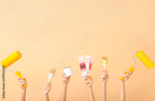 Female hands with painter's...
