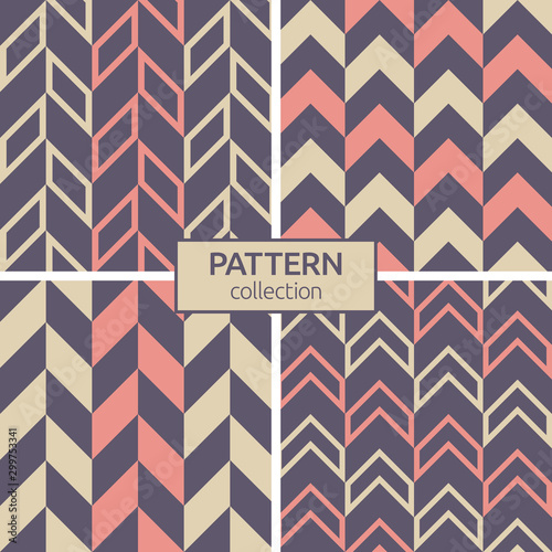 Set of four seamless fashion arrows patterns.