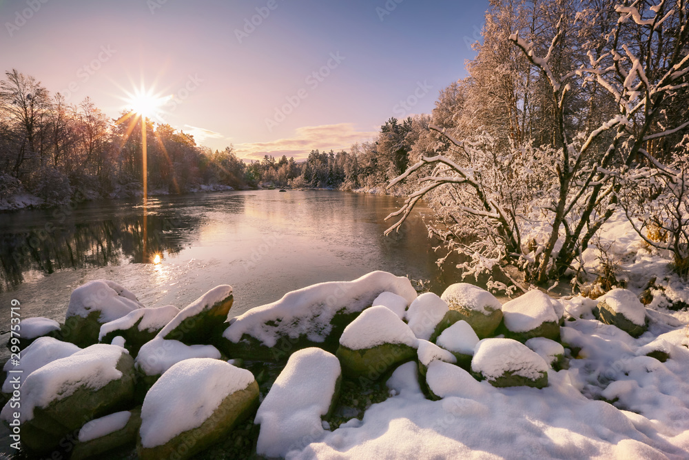 Sunset at the snowy river
