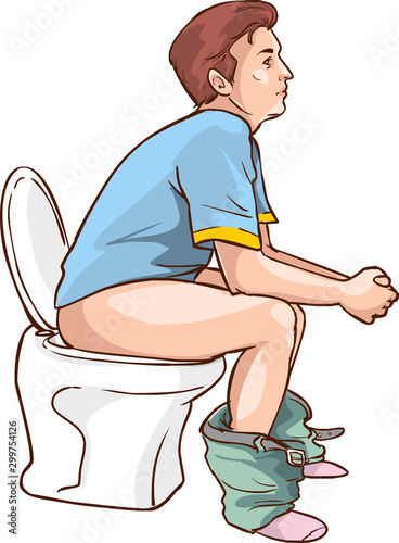 Man sitting on toilet vector illustration