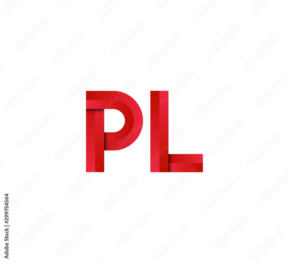 nitial two letter red 3D logo vector PL nitial two letter red 3D logo vector PL